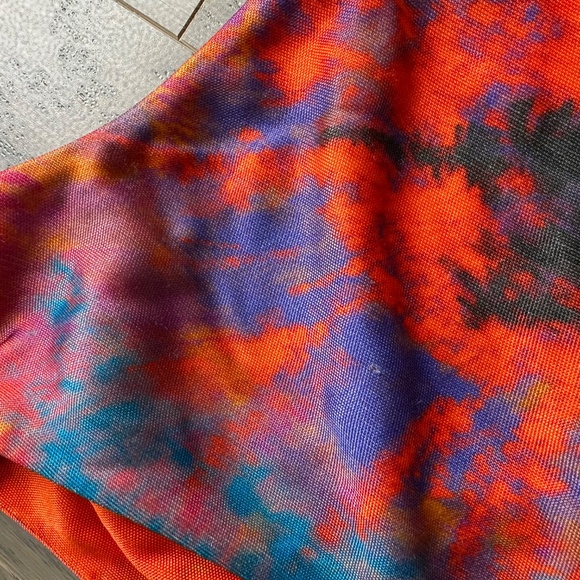 Ronny Kobo Alexander Maxi Dress Ruched Tie Dye Orange Stretch Jersey - SMALL - Picture 7 of 9